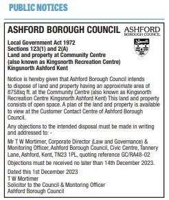This public notice was published in the Kentish Express on November 30