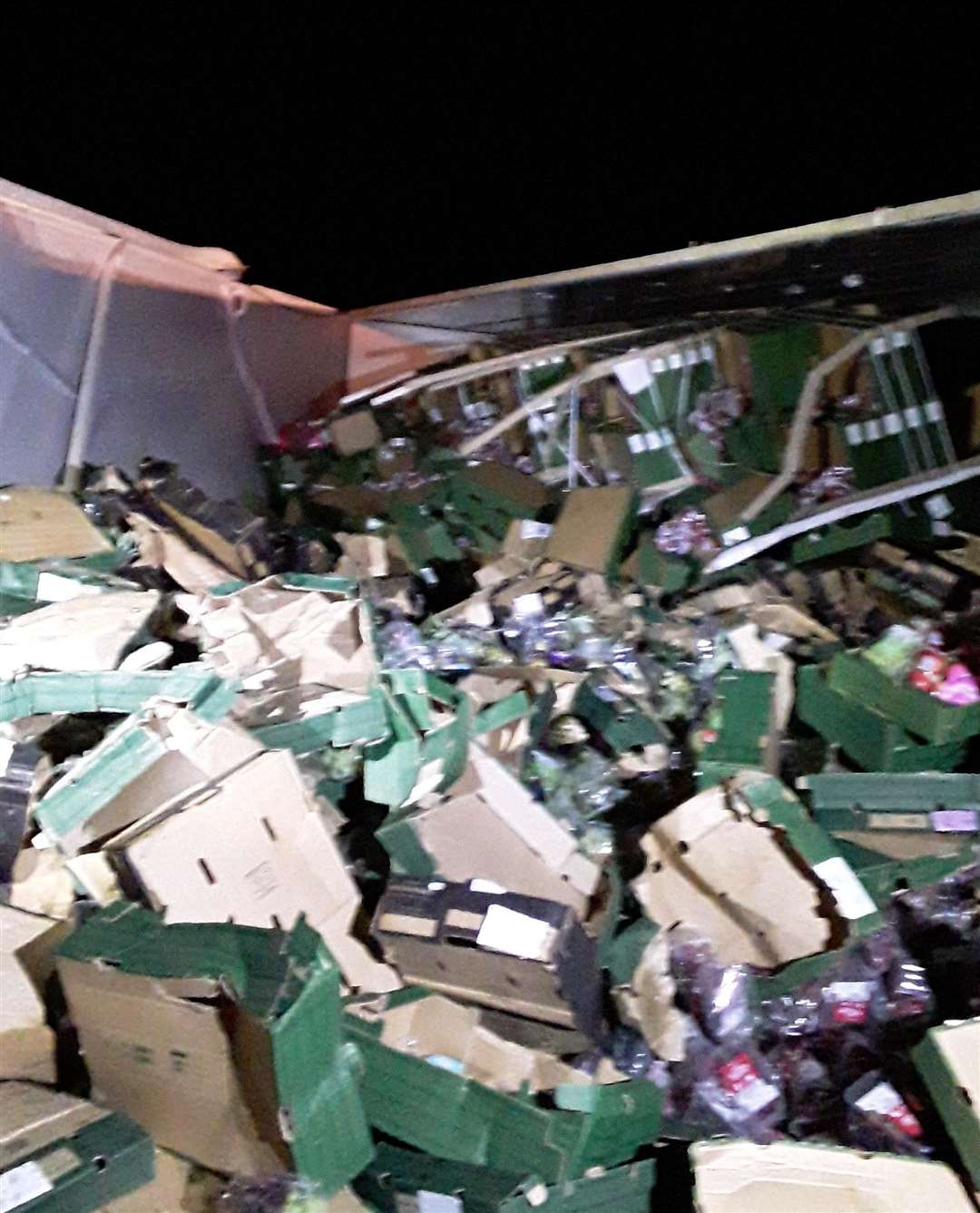 Debris from overturned lorry on the M2 between Gillingham and Sittingbourne. Picture: National Highways