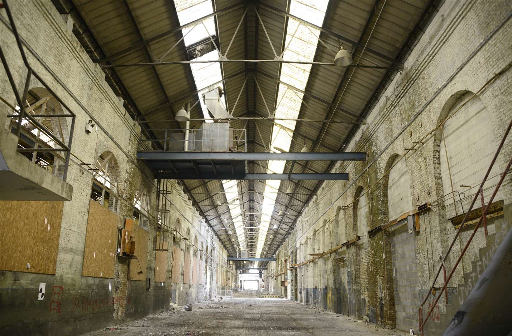 Inside the old railway sheds, which are set to be converted into flats. Picture: Paul Amos
