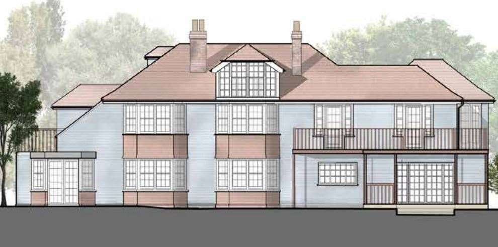 O'Grady's house features blue-painted bricks - and this artist's impression shows how it will look once the work is complete