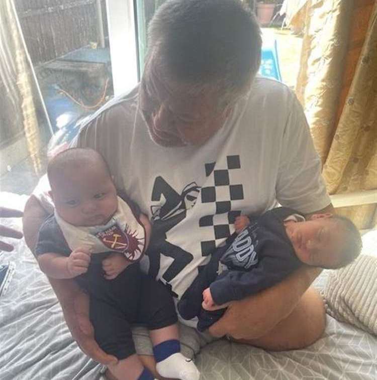 Proud grandad Terry with grandsons, Parker, left and Blake