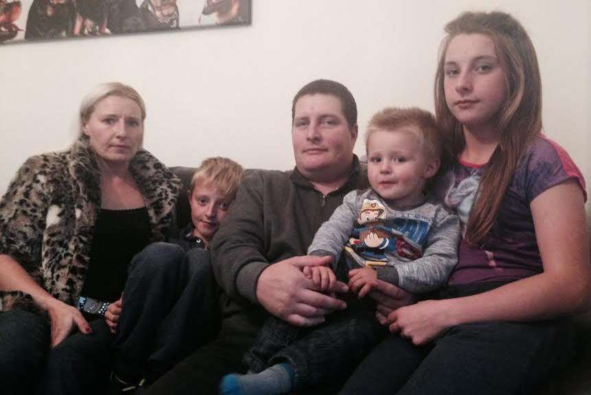 Maria with her partner Jason Newton and children Tyrone, 8, Tommy-Lee, 2, and Courtney, 13