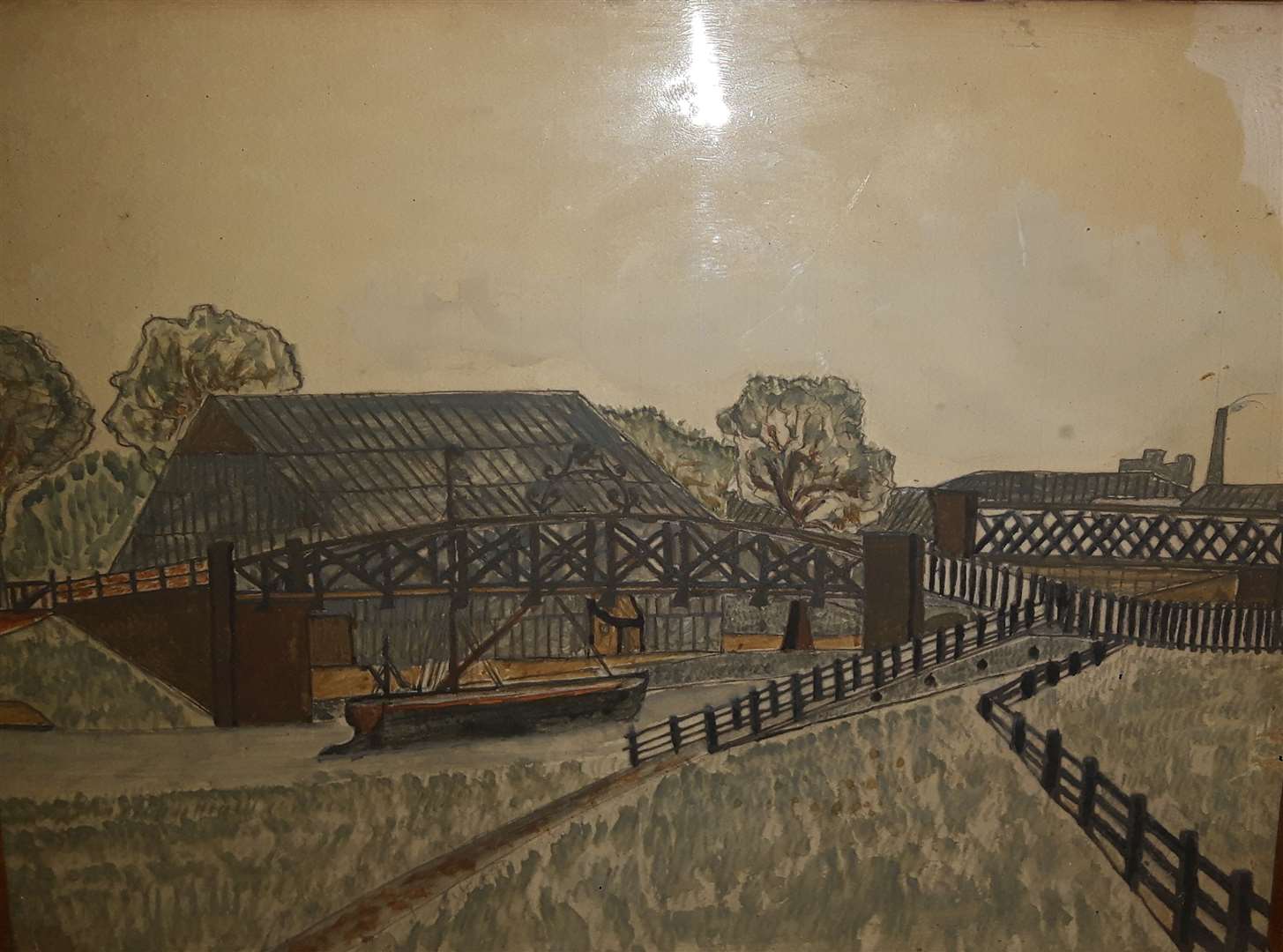 The bridges at Tovil: A painting by Alfred Butler in 1931