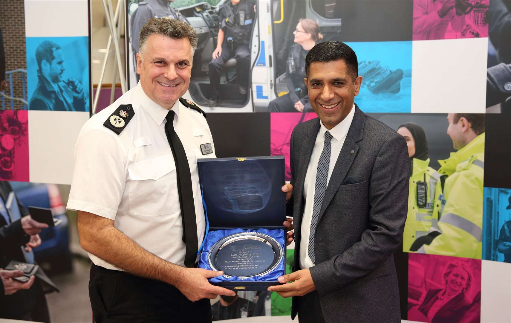 From left: Chief Constable Alan Pughsley QPM and Gurvinder Sandher. Picture: Cohesion Plus