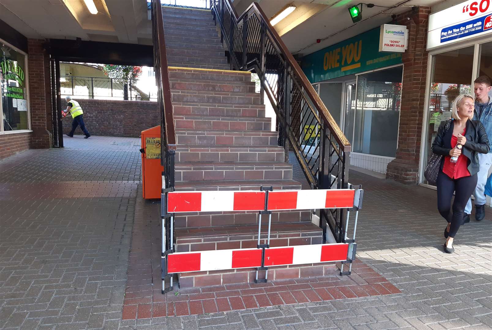 A barrier has been put across a staircase in Park Mall that leads to the car park
