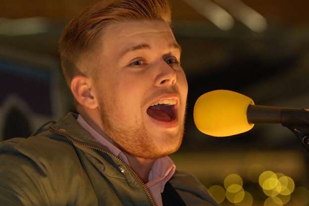 Singer Jamie Johnson performs in Fremlin Walk, Maidstone