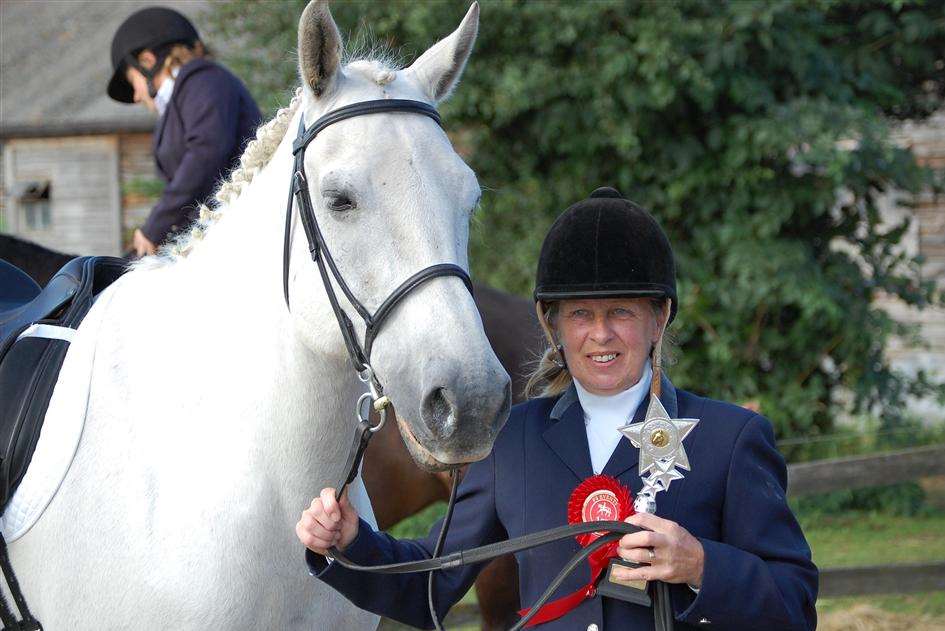 Janette Whybrow and her horse Kerry after winning a dressage competition