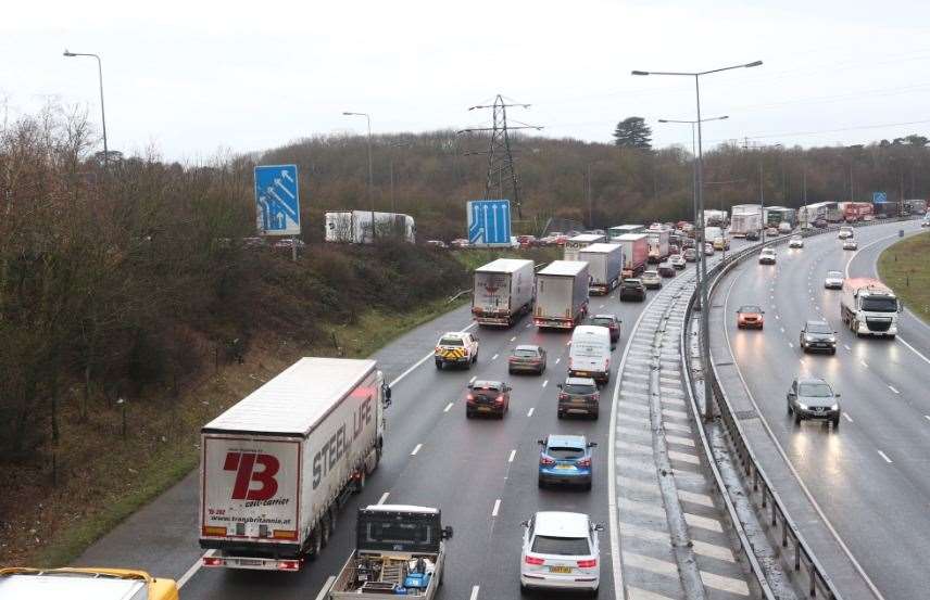 Roadworks are holding up traffic on the M20. Photo: UKNIP