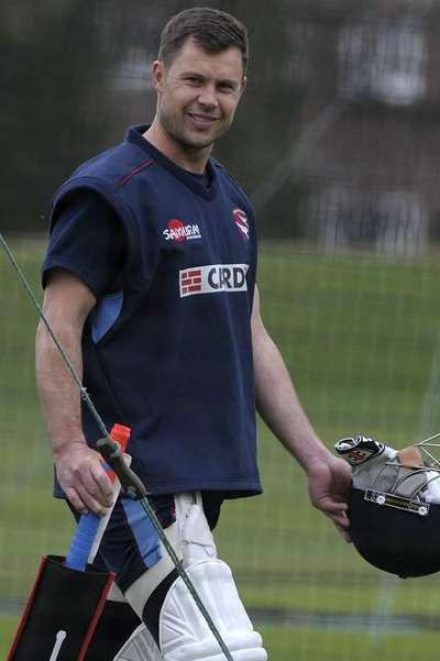 Geraint Jones was all smiles as Kent returned to nets on Monday. Picture: Barry Goodwin.