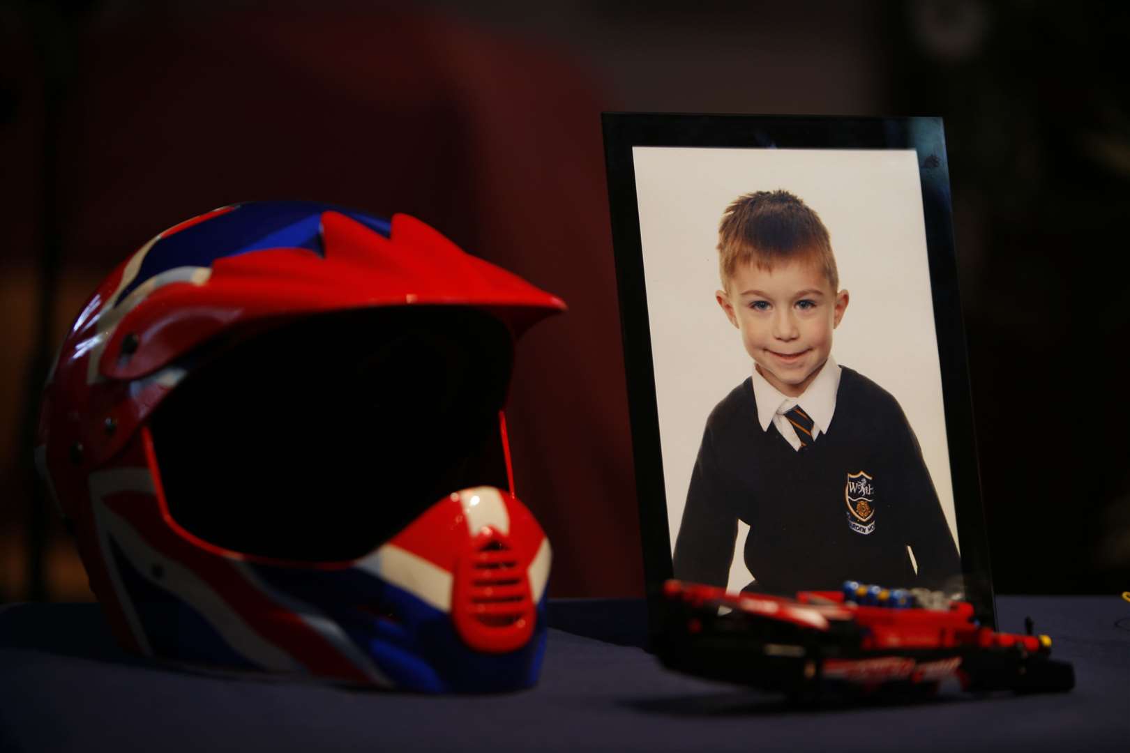 Lucas' picture was displayed at the front of the church Picture: Andy Jones