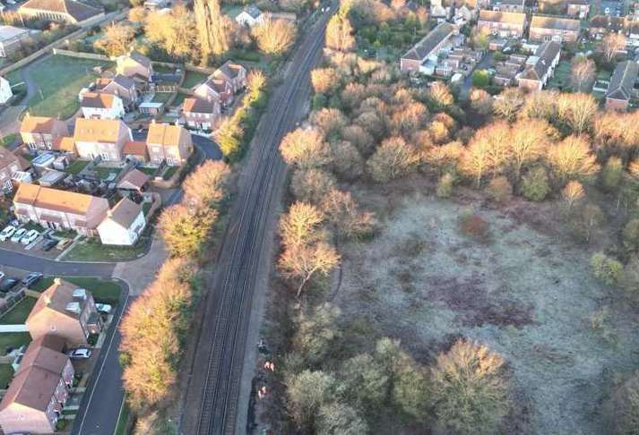 An aerial view of the affected area at Newington. Picture: Southeastern