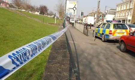 The area where the attack happened was taped off by police while forensic work was carried out. Picture: BARRY CRAYFORD