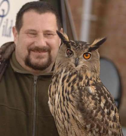 Richard Best of Acres Wild Falconry with the eagle owl. Picture: GARY BROWNE
