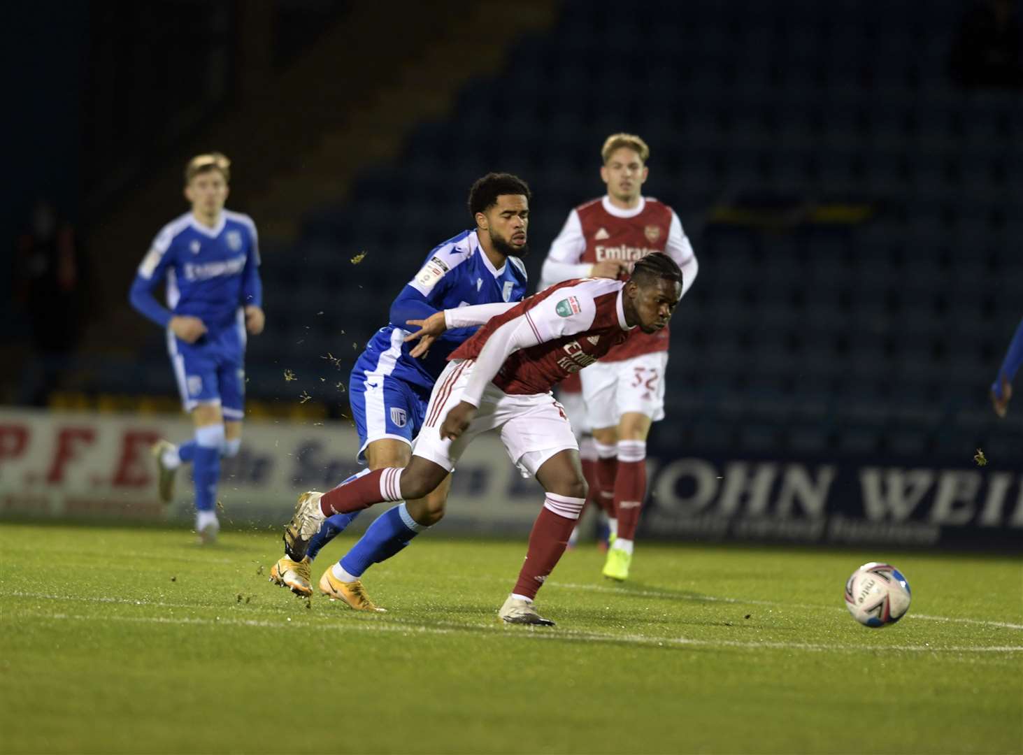 Trae Coyle in action for Gillingham against Arsenal in the EFL Trophy Picture: Barry Goodwin
