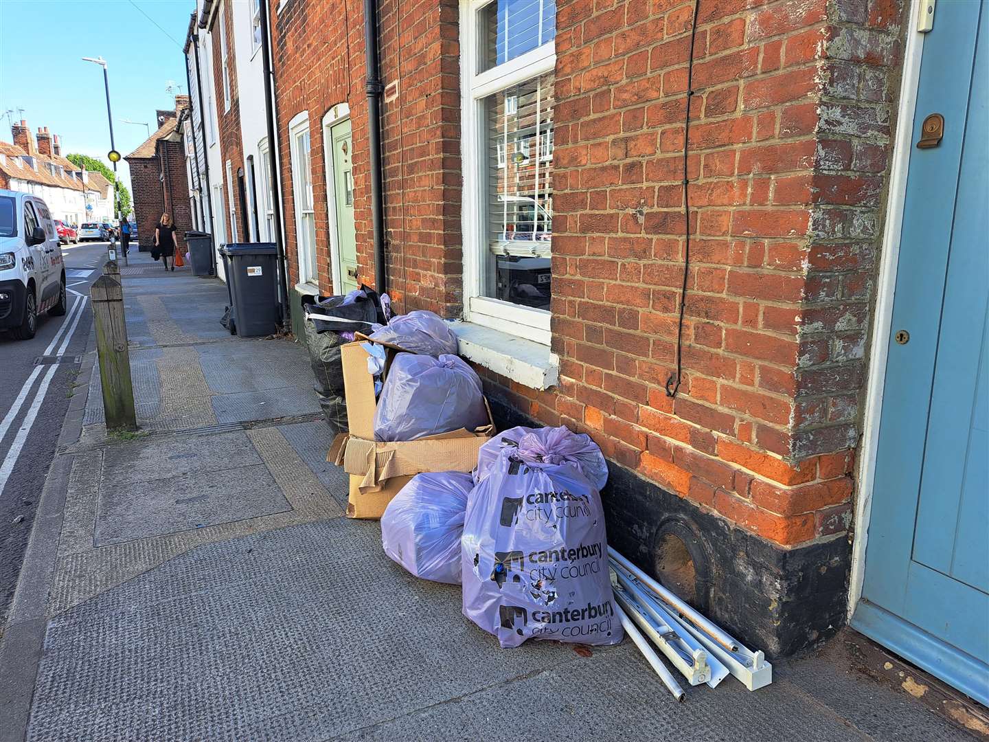 Rubbish piling up in Whitstable Road, Canterbury following three days of strike action