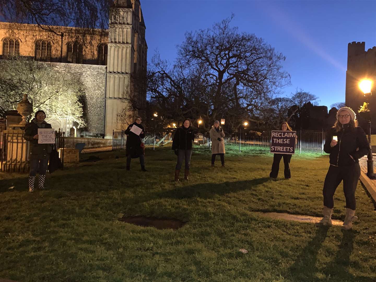 A socially-distanced Reclaim These Streets event pictured outside Rochester Cathedral. Picture: Naushabah Khan