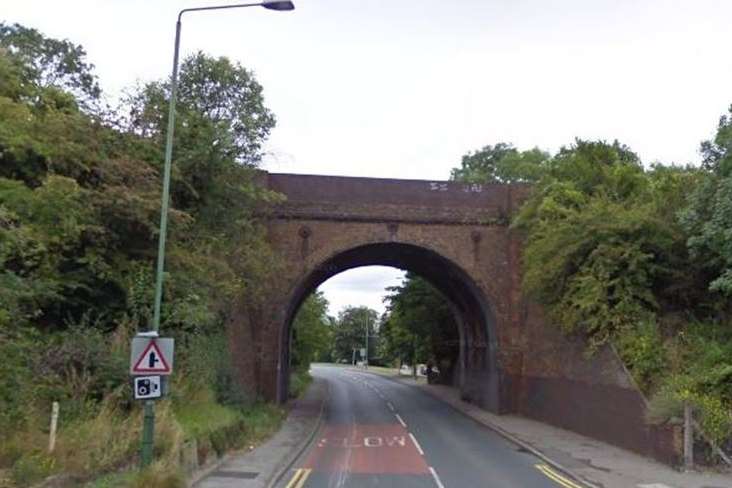 Jonathan Stringer fell from the railway bridge close to Farningham Road railway station. Picture: Google Street View