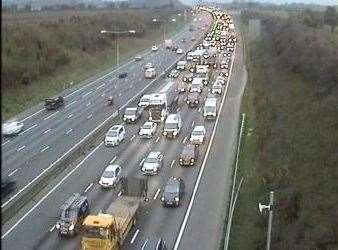 Long queues towards the Dartford Tunnel/ Picture: Highways England