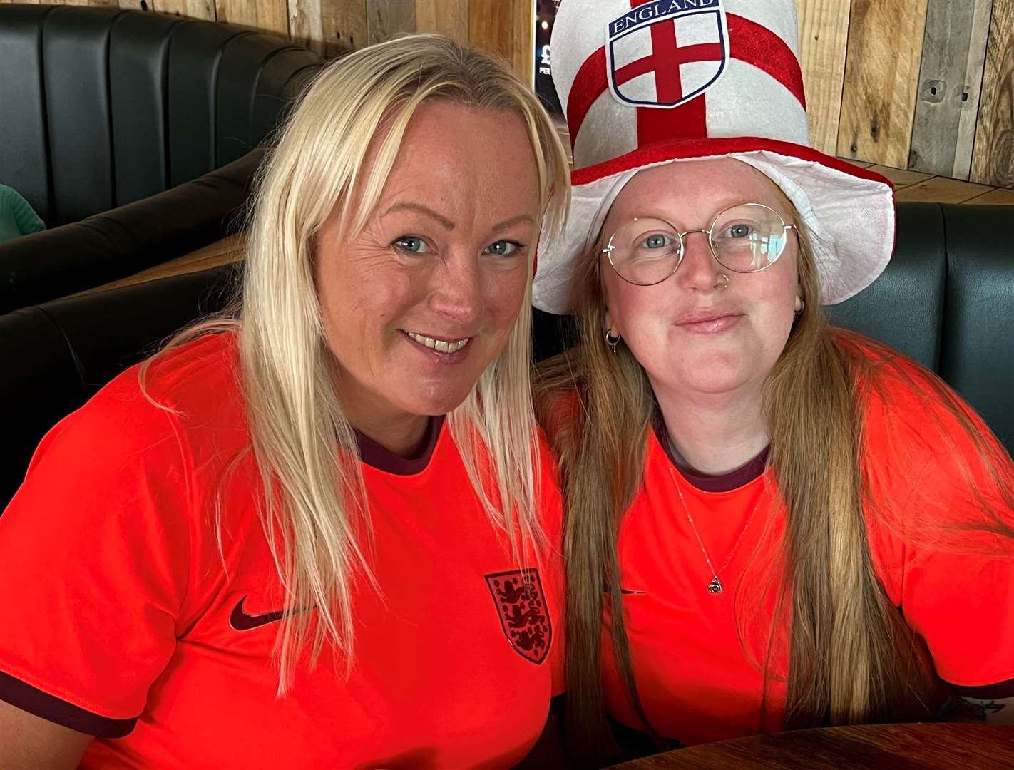 Mandy Brown, left, and Gillingham FC’s Her Game Too ambassador Paige Collins, right, watched the game at Chatham Town FC