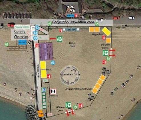 How Folkestone’s Mermaid Beach would have been set up for the festival