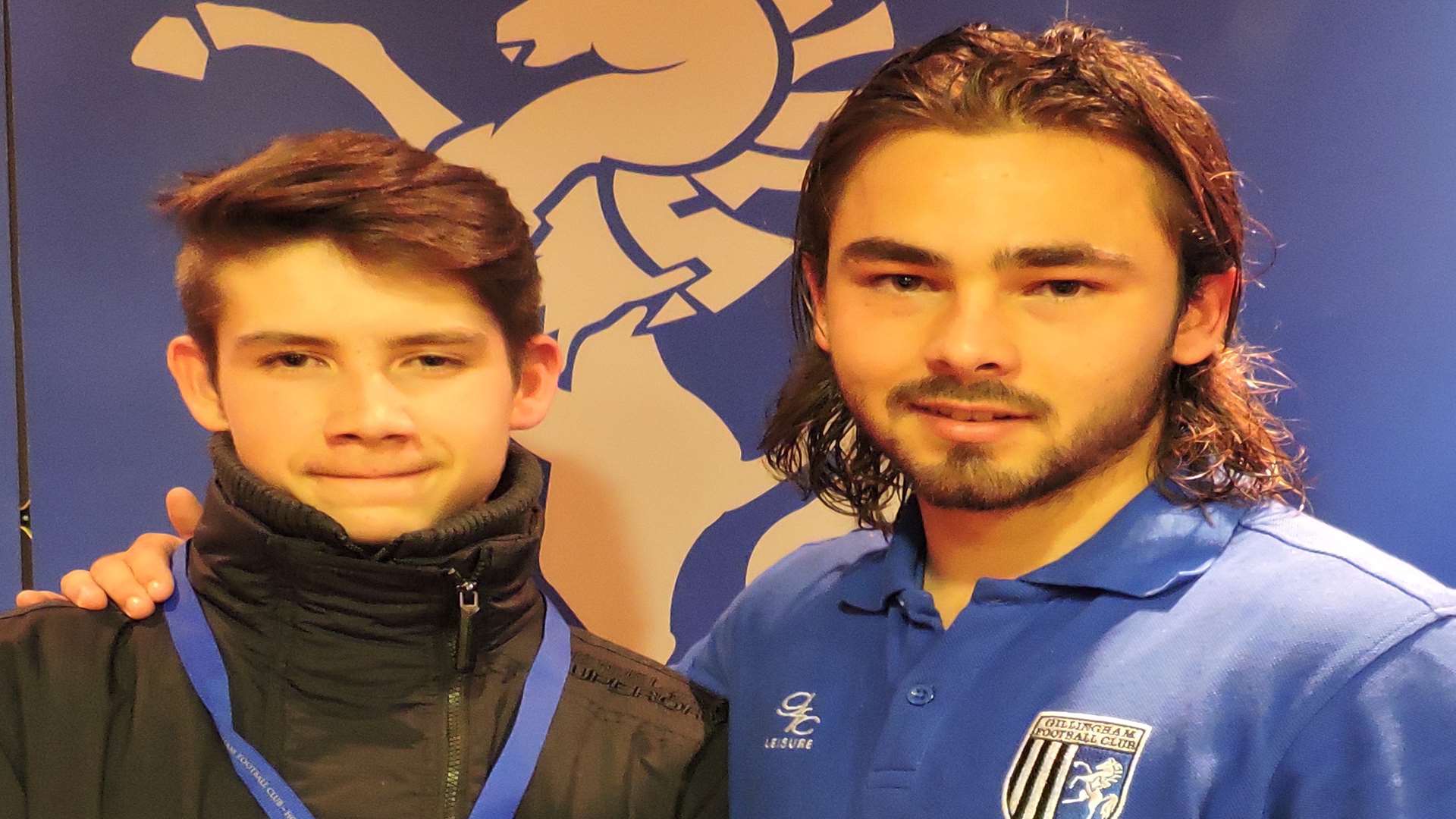 Charlie Nash was Gillingham's 12th man, pictured with Bradley Dack