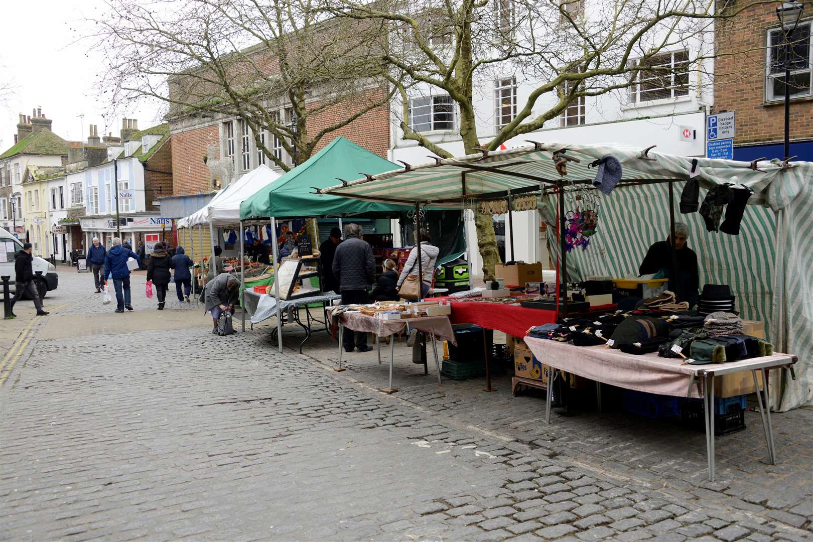 Ashford Market in Lower High Street pictured in 2019 before the cobblestones were removed. Picture: Paul Amos