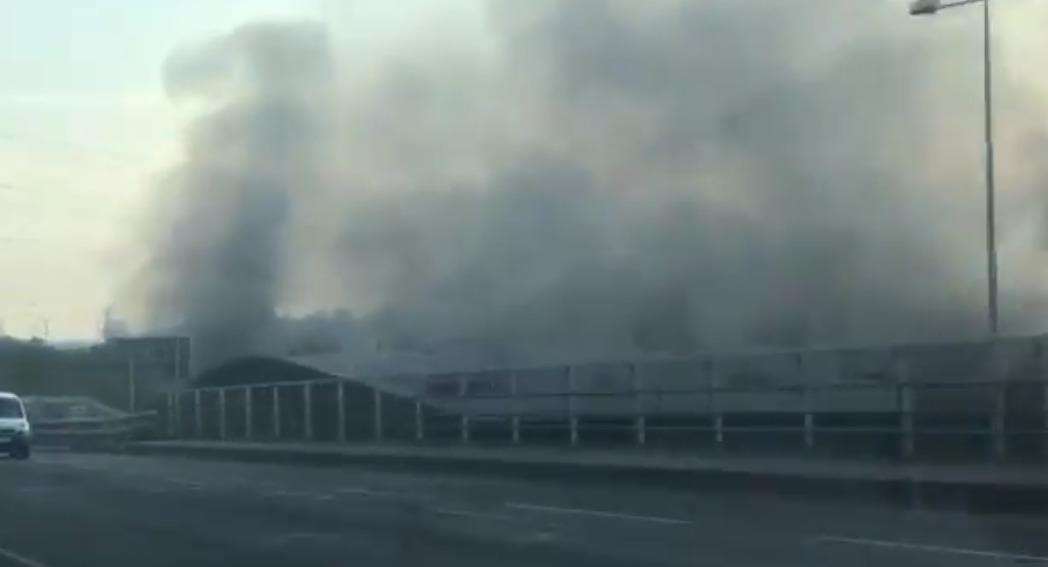 Smoke billowing from the fire at Pepper Hill recycling centre, picture Jon Brook