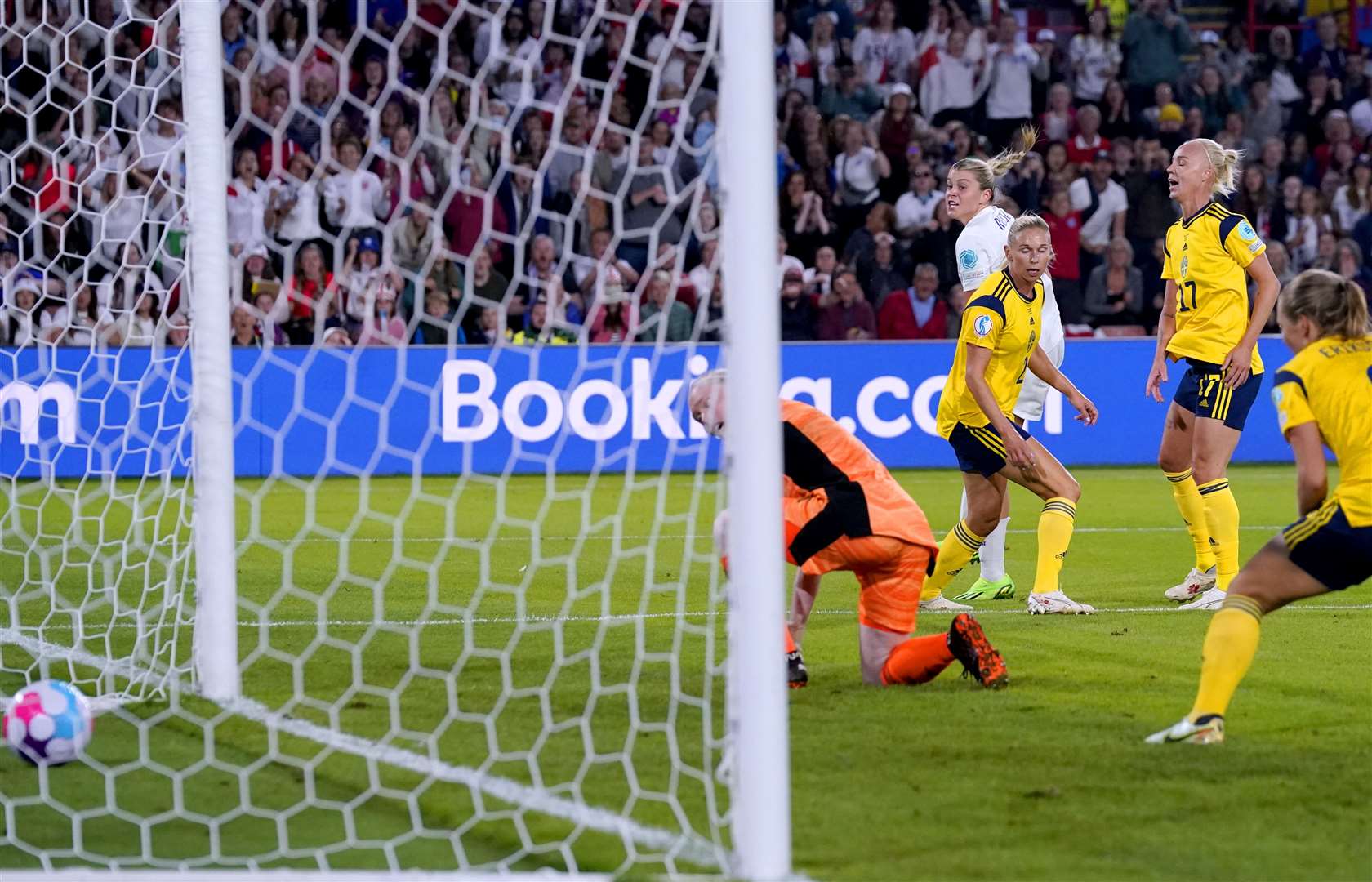 England's Alessia Russo scores their side's third during the UEFA Women's Euro 2022 semi-final match at Bramall Lane, Sheffield, on Tuesday. Picture: PA / Danny Lawson