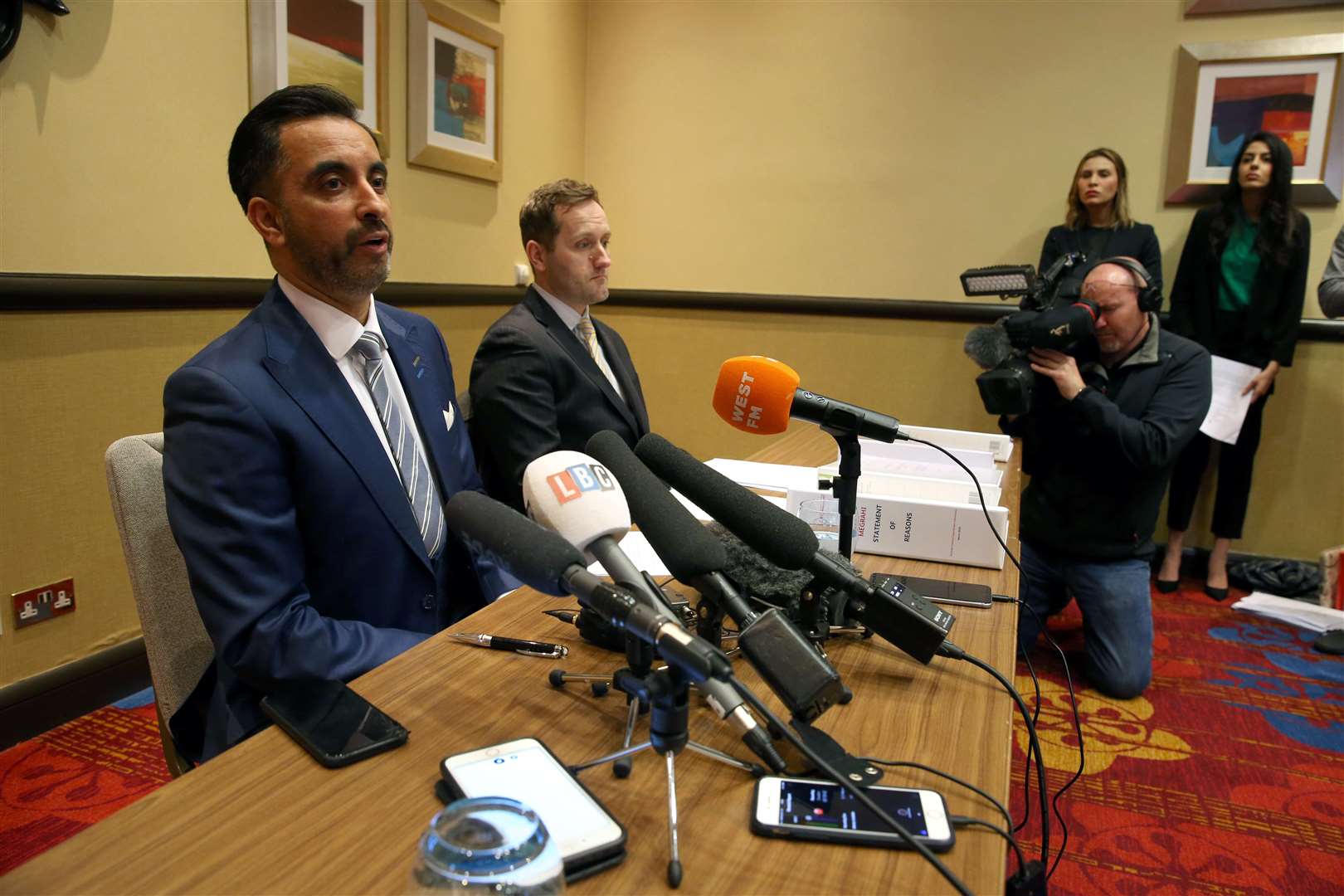 Lawyer Aamer Anwar (left) at a press conference following the SCCRC decision (Andrew Milligan/PA)