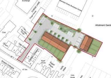 If approved, Bearsted would see two new terraced blocks built