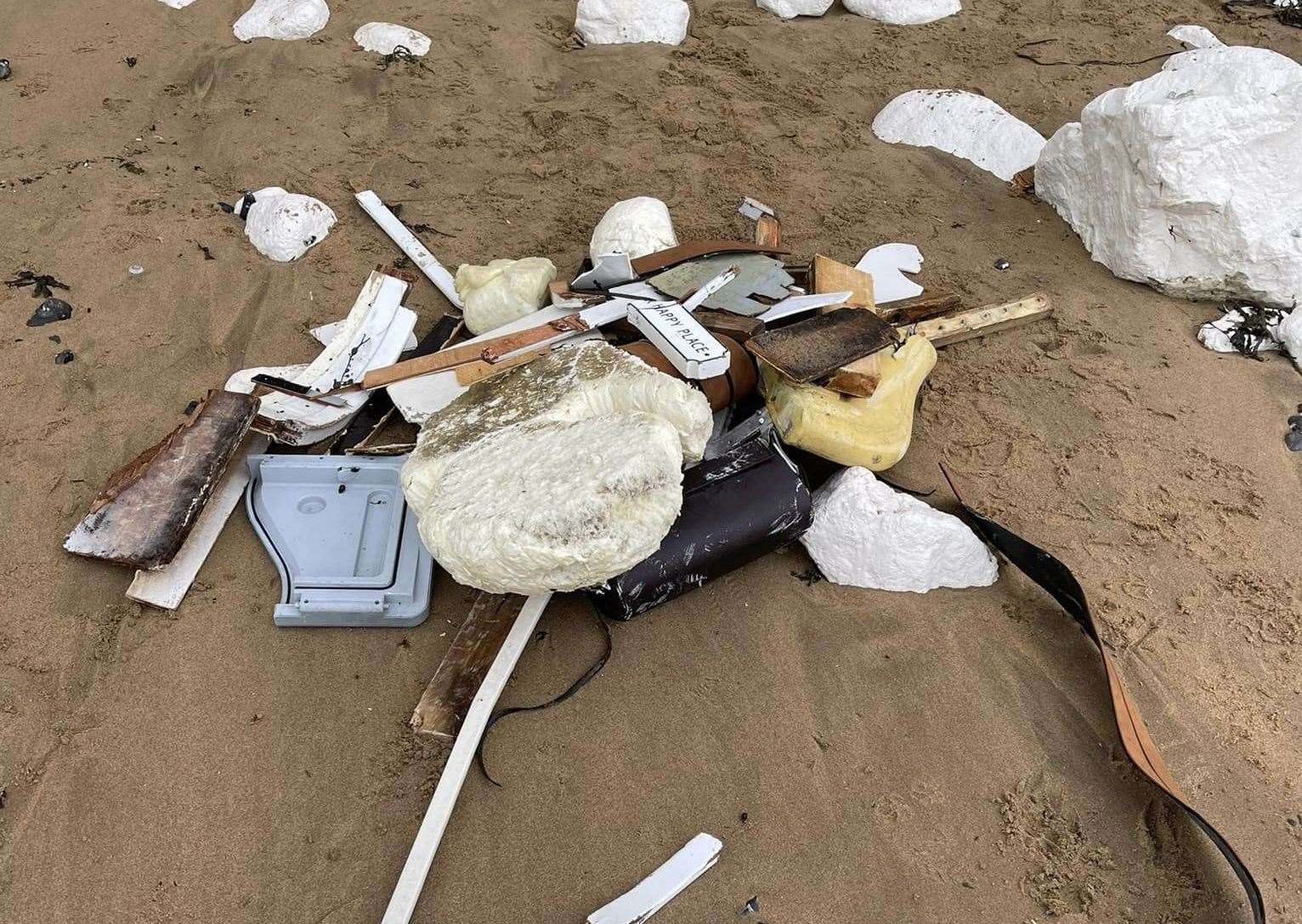 Parts of the vessel and its contents were found on the shore in Broadstairs. Picture: HM Coastguard Margate