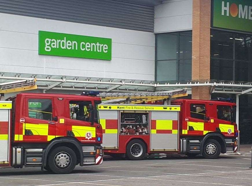 Firefighters are at Homebase in Aylesford Retail Park. Picture: Twitter - KCOLL16