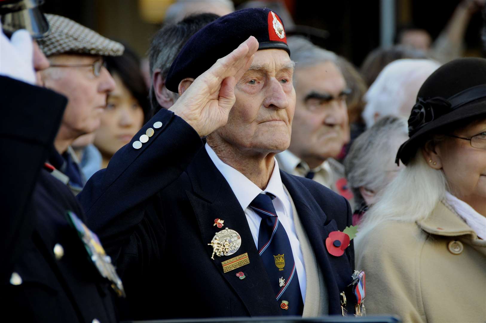 Normandy veteran Tony Gibbins pictured at a Remembrance parade in Canterbury 11 years ago