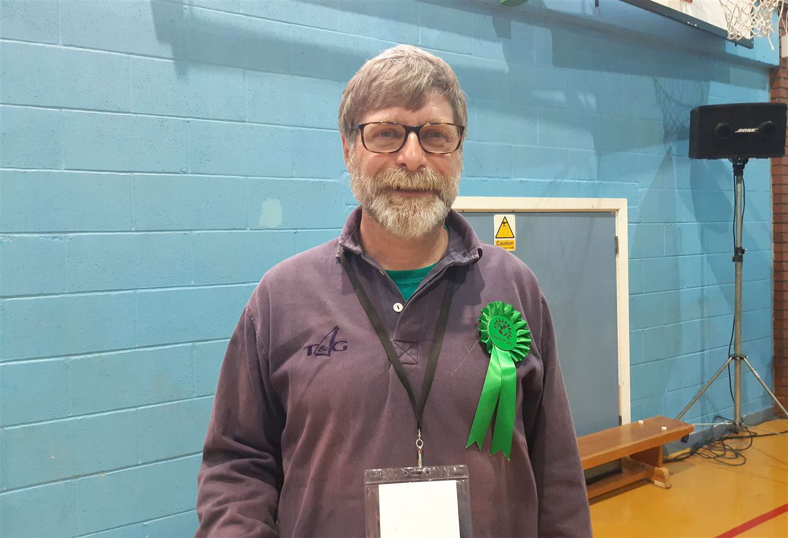 Cllr Mark Hood (Green) at the local election count on Friday