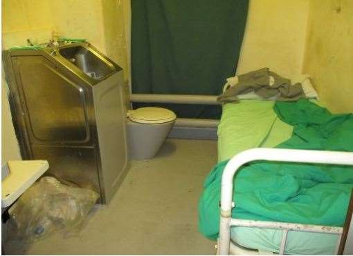 An empty cell on B Wing, with toilet clearly visible from doorway. HM Inspectorate of Prisons report on HMP Rochester.