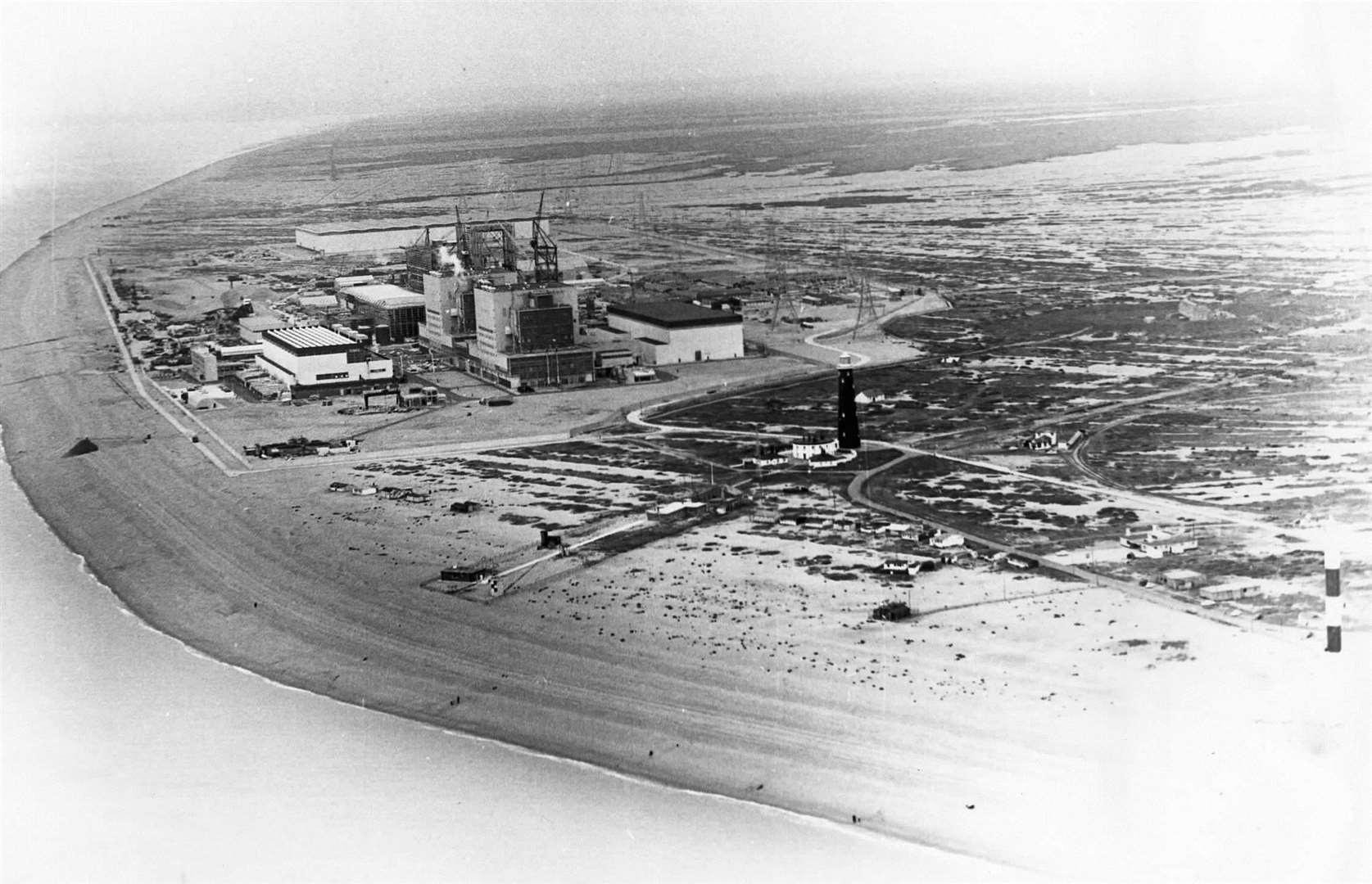 Aerial view of Dungeness power station in May 1968