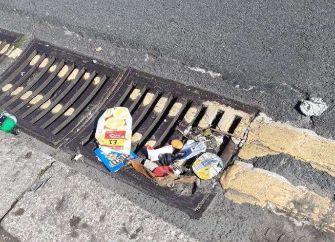 When pests attacked rubbish, litter was blown into a drain in Clarendon Place, Dover