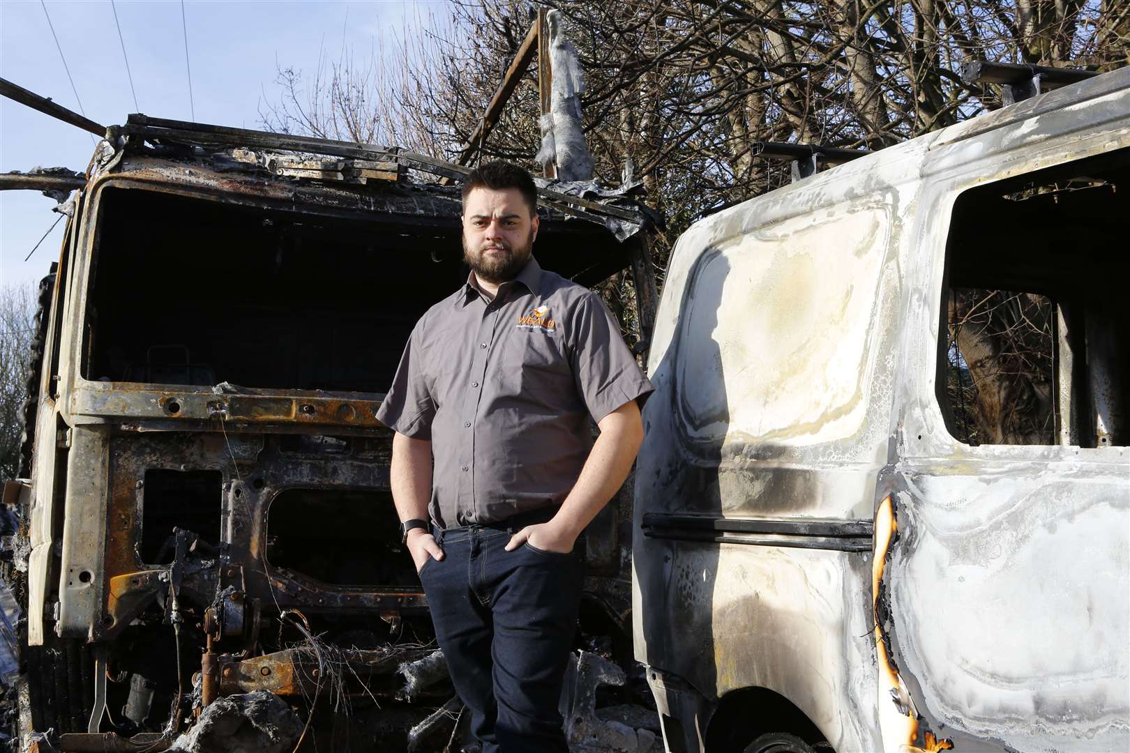 Luke Petty's removal business was hit after a suspected arson attack. Picture: Andy Jones