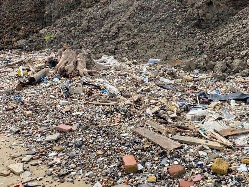 The rubbish and building materials that can be seen dumped along Sheppey's beaches by the Eastchurch Gap. Picture: Lenny Johnson