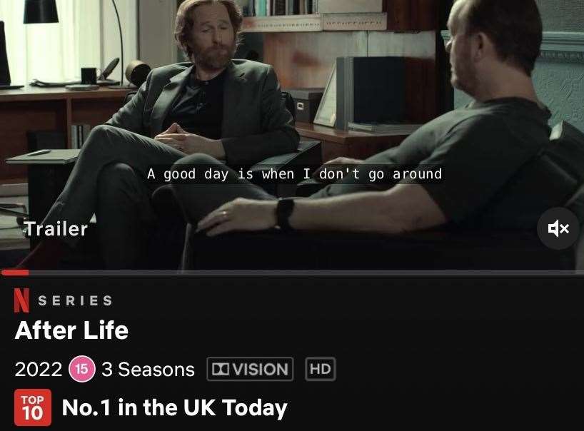 After Life is currently the number one show in the UK on Netflix. Picture: Netflix