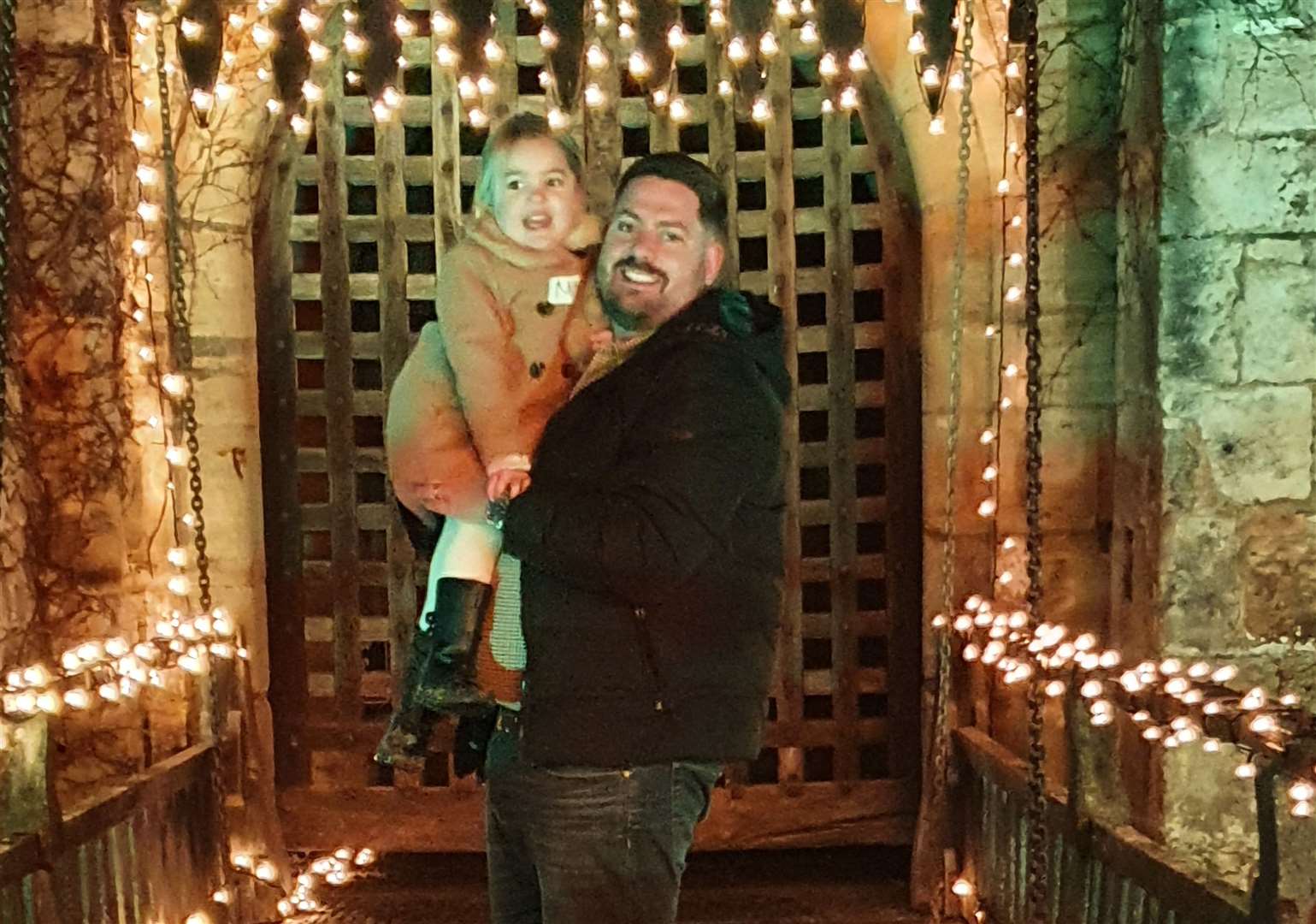 Sam Robinson with daughter Molly at Hever Castle at Christmas