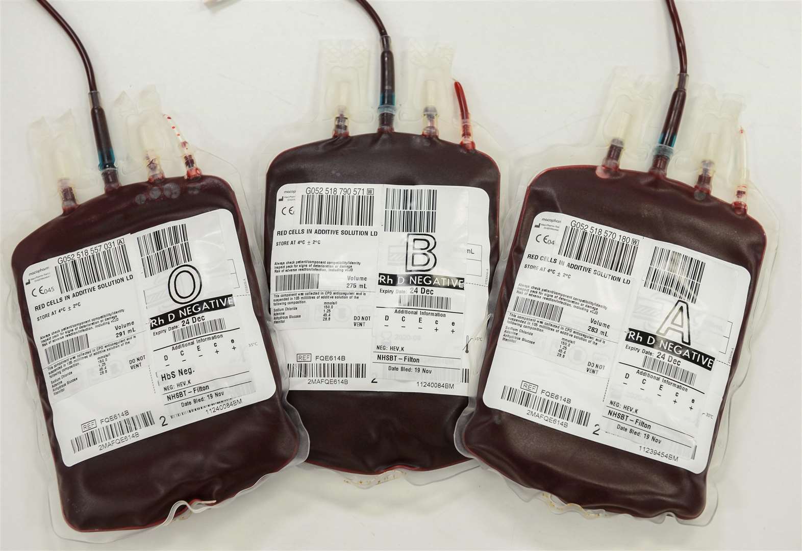 Blood bags type O negative, B negative and A negative (6853465)