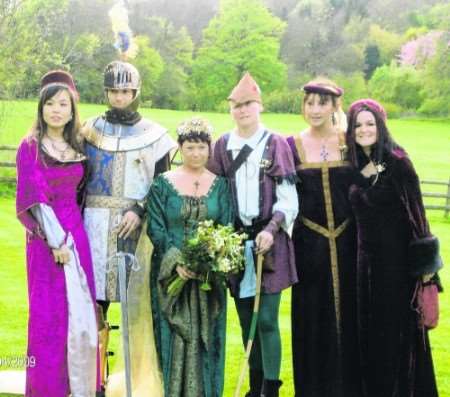 Maureen Fassail-Abbady and partner Sharon Lodge tie the knot with pals - in true Robin Hood style