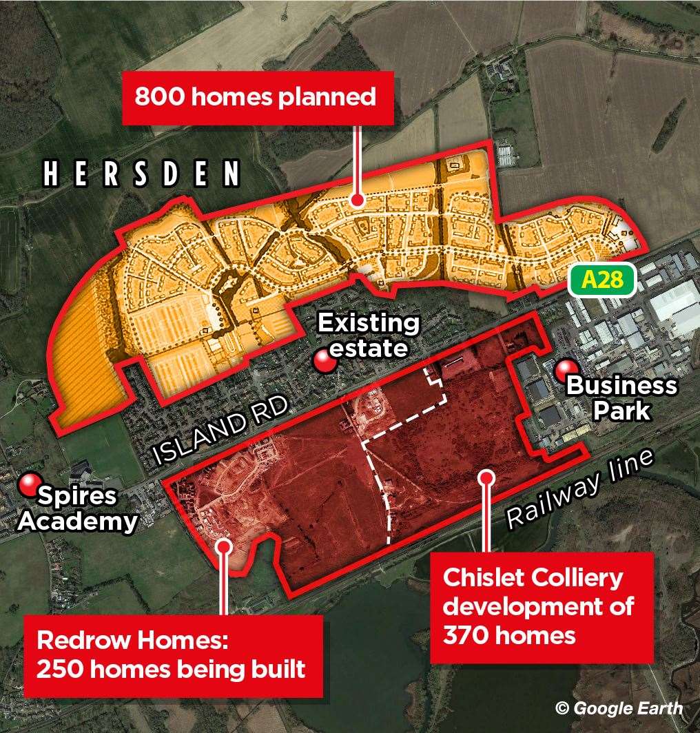 The new estates will dwarf the original one in Hersden, near Canterbury