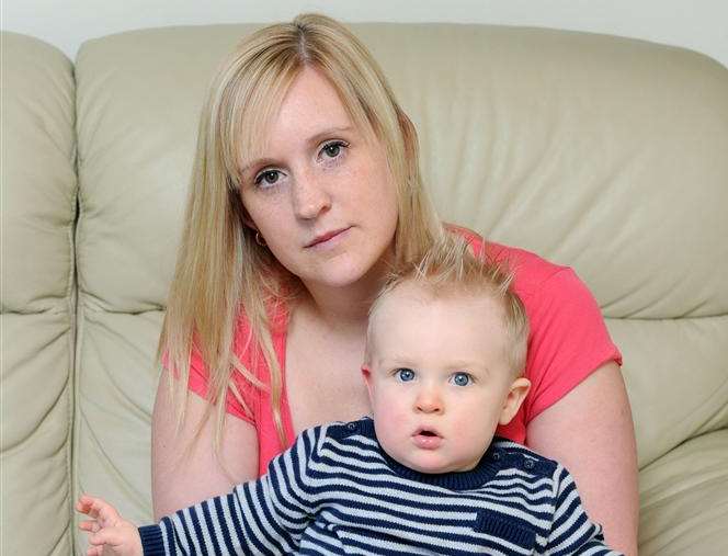 Naomi Sidders and her 10 month old son Callum who almost chocked on a one inch chicken bone