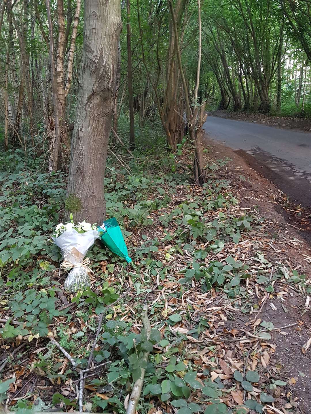Floral tributes left at the scene of the crash in Kingswood