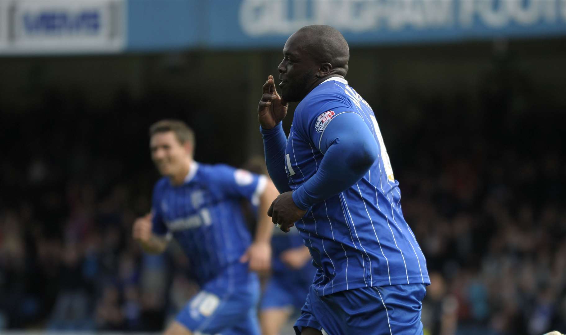 Former Gillingham striker Adebayo Akinfenwa has signed for Faversham - but fans will have to wait to see him in action at Salters Lane. Picture: Barry Goodwin