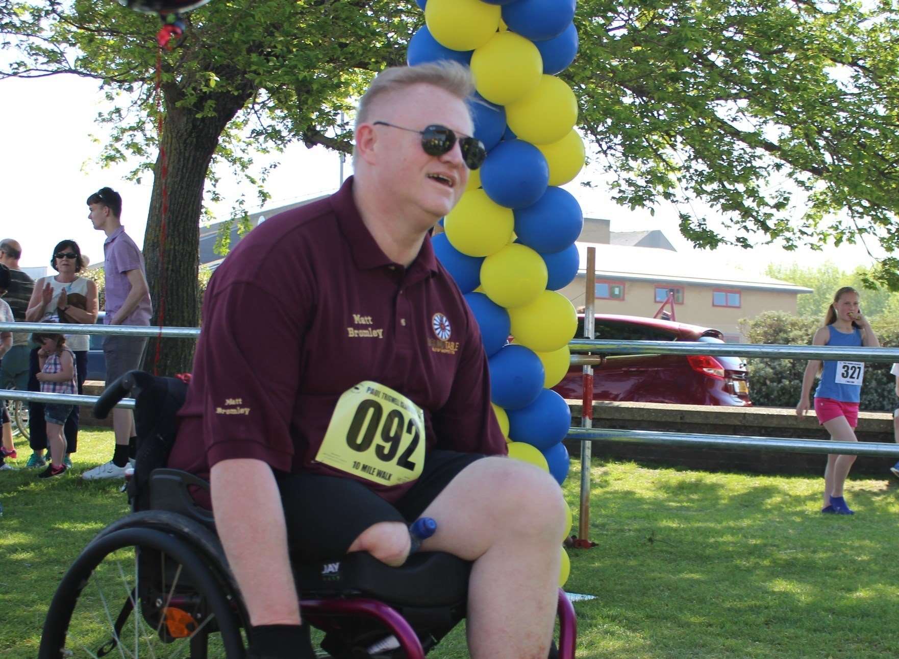 Last year one-legged Round Tabler Matt Bromley became the first person in a wheelchair to complete the 10-mile as he arrived at the Beachfields finishing line.