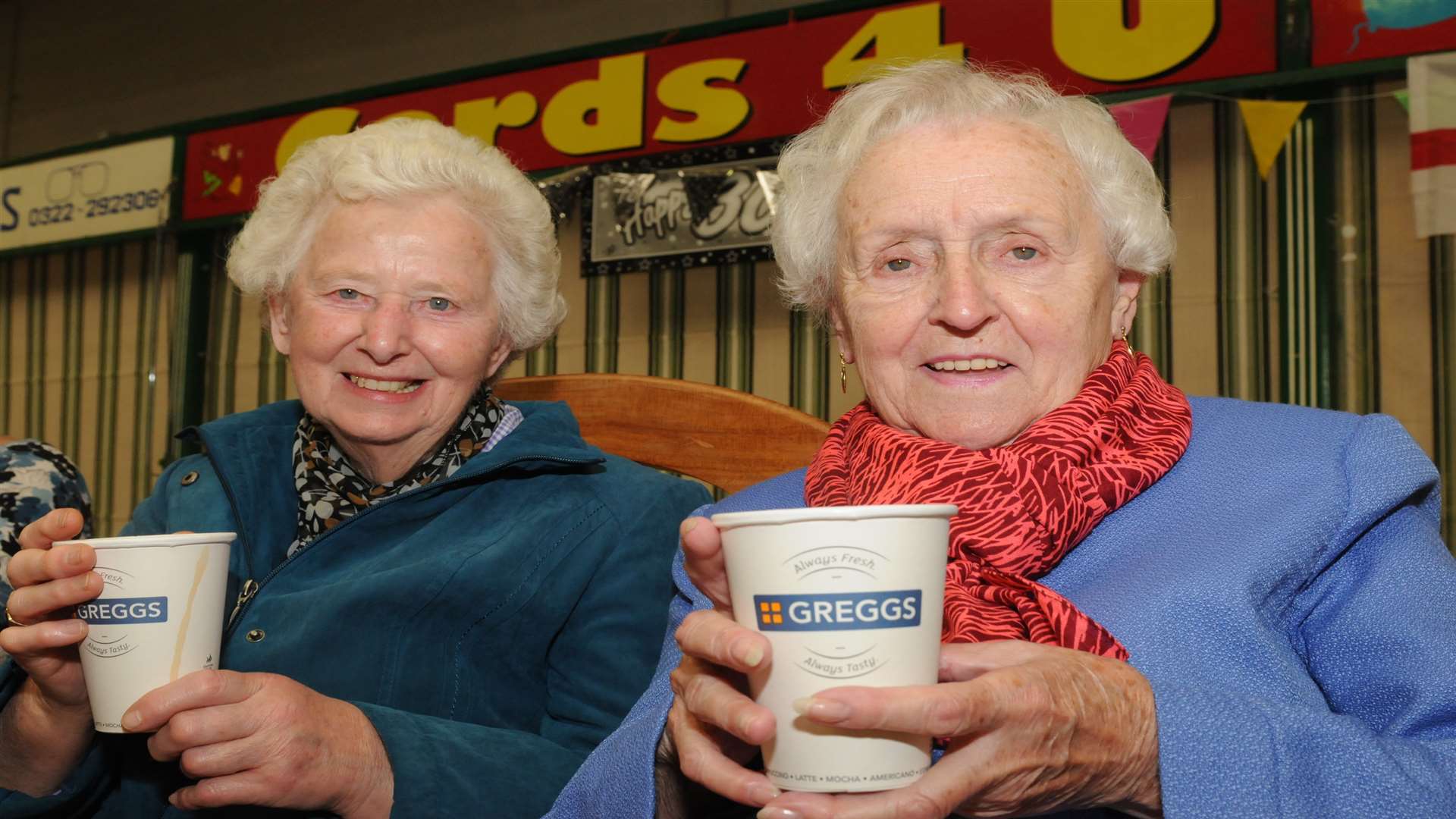 Nancy Gilbert and Audrey Lane enjoy a cuppa
