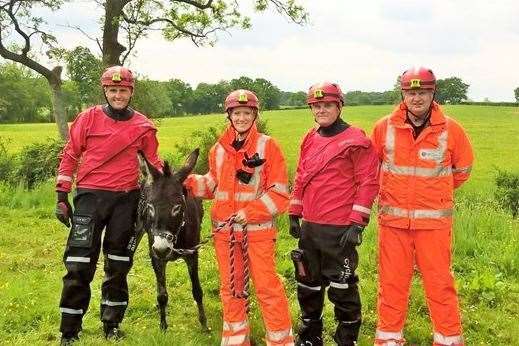 The Kent Fire and Rescue Service animal rescue team. Picture KFRS